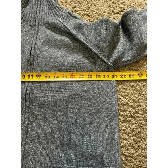 EDDIE BAUER Womens Gray Merino Wool Blend Turtle Neck Fisherman Cardigan 2zip XL - Picture 8 of 9